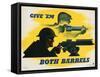 Give 'Em Both Barrels Poster-Jean Carlu-Framed Stretched Canvas