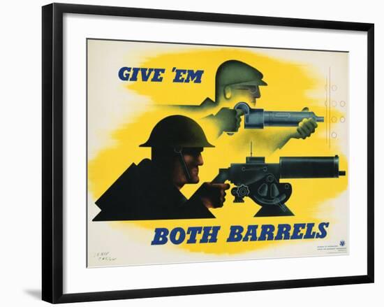 Give 'Em Both Barrels Poster-Jean Carlu-Framed Giclee Print