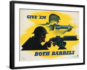 Give 'Em Both Barrels Poster-Jean Carlu-Framed Giclee Print