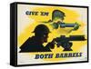 Give 'Em Both Barrels Poster-Jean Carlu-Framed Stretched Canvas