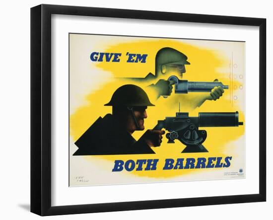 Give 'Em Both Barrels Poster-Jean Carlu-Framed Giclee Print