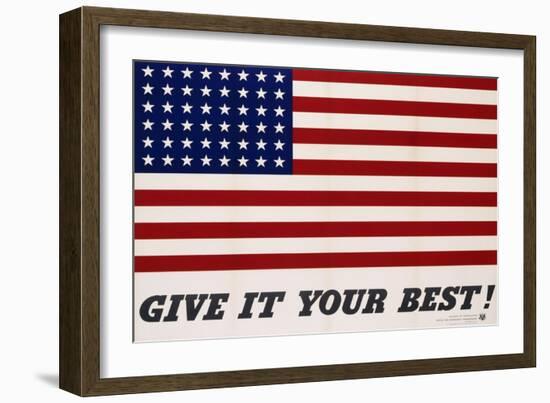 Give It Your Best! - 1942 USA Flag-Charles Coiner-Framed Giclee Print