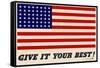 Give It Your Best American Flag WWII War Propaganda Art Print Poster-null-Framed Stretched Canvas