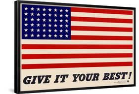 Give It Your Best American Flag WWII War Propaganda Art Print Poster-null-Framed Poster