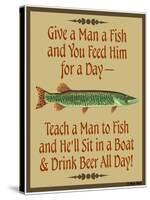 Give Teach Fish Beer-Mark Frost-Stretched Canvas