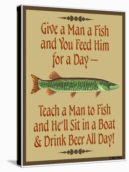 Give Teach Fish Beer-Mark Frost-Stretched Canvas