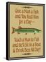 Give Teach Fish Beer-Mark Frost-Framed Stretched Canvas