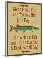 Give Teach Fish Beer-Mark Frost-Stretched Canvas