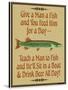 Give Teach Fish Beer-Mark Frost-Stretched Canvas