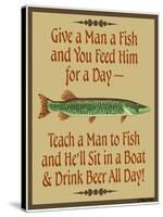 Give Teach Fish Beer-Mark Frost-Stretched Canvas