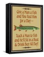 Give Teach Fish Beer-Mark Frost-Framed Stretched Canvas