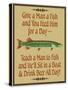 Give Teach Fish Beer-Mark Frost-Stretched Canvas