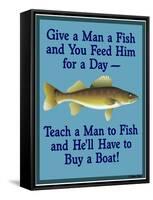 Give Teach Fish Boat-Mark Frost-Framed Stretched Canvas