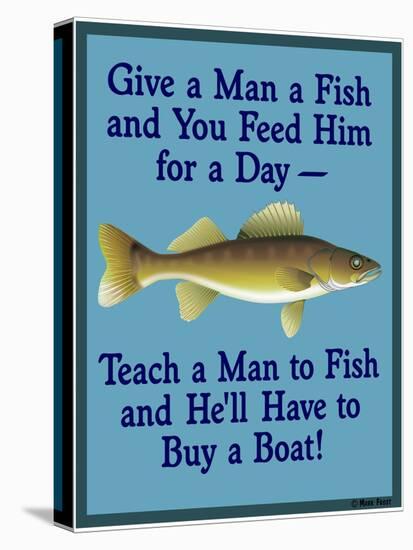 Give Teach Fish Boat-Mark Frost-Stretched Canvas