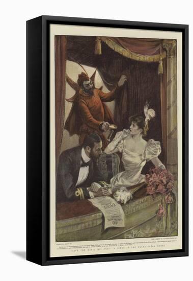 Give the Devil His Due, a Scene in the Malta Opera House-null-Framed Stretched Canvas