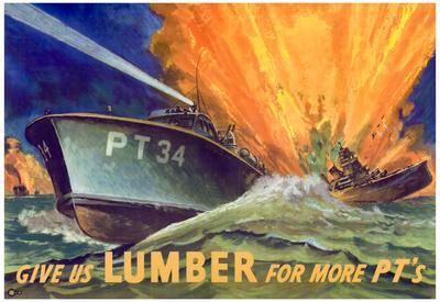  Give Us Lumber For More PT s Boat WWII War Propaganda Art Print Poster 