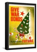 Give War Bonds The Present with a Future WWII War Propaganda Art Print Poster-null-Framed Poster