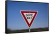 Give Way Road Sign on Great Ocean Road in Australia-Paul Souders-Framed Stretched Canvas