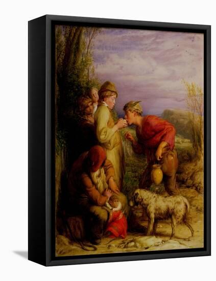 Giving a Bite-William Mulready-Framed Stretched Canvas
