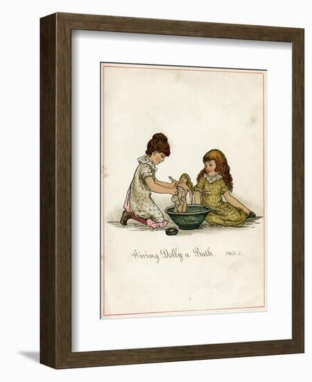 Giving Dolly a Bath-Ida Waugh-Framed Art Print