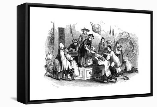 Giving Out Corn to the People, During a Season of Scarcity, 1847-Evans-Framed Stretched Canvas