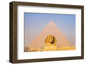 Giza, Cairo, Egypt. The Great Sphinx and the Pyramid of Khafre.-Emily Wilson-Framed Photographic Print