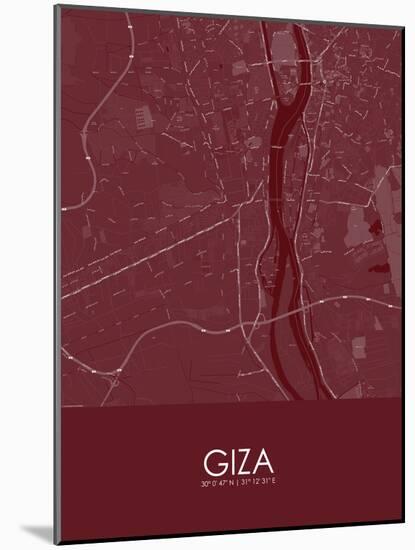 Giza, Egypt Red Map-null-Mounted Poster