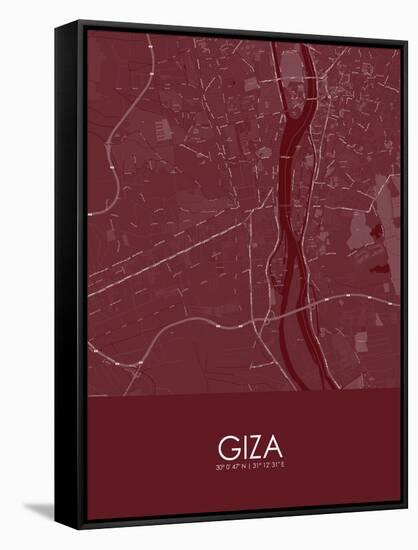 Giza, Egypt Red Map-null-Framed Stretched Canvas