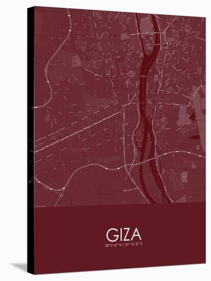 Giza, Egypt Red Map-null-Stretched Canvas