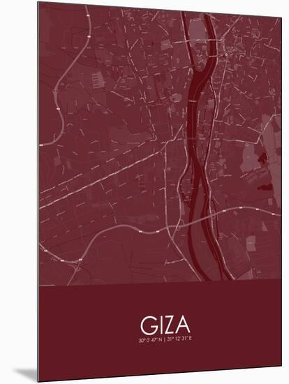 Giza, Egypt Red Map-null-Mounted Poster