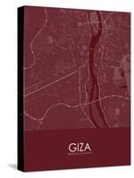 Giza, Egypt Red Map-null-Stretched Canvas