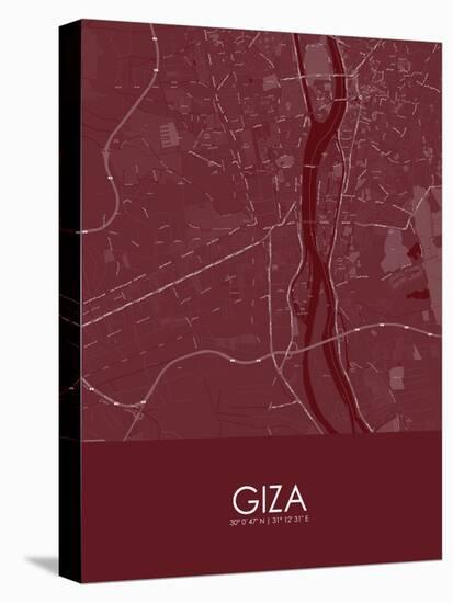 Giza, Egypt Red Map-null-Stretched Canvas