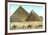 Giza Pyramids, Camels, Egypt-null-Framed Premium Giclee Print