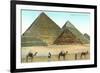 Giza Pyramids, Camels, Egypt-null-Framed Premium Giclee Print