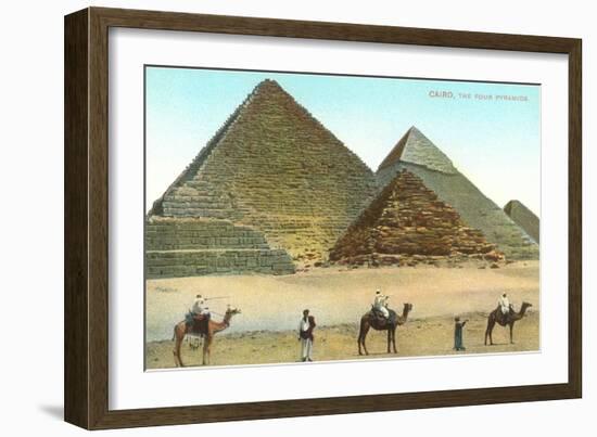 Giza Pyramids, Camels, Egypt-null-Framed Art Print