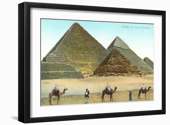 Giza Pyramids, Camels, Egypt-null-Framed Art Print