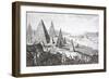 Gizeh, the Nile and Pyramids in a Fanciful 18th Century Engraving-null-Framed Giclee Print