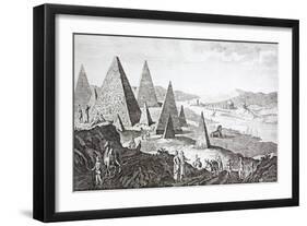 Gizeh, the Nile and Pyramids in a Fanciful 18th Century Engraving-null-Framed Giclee Print