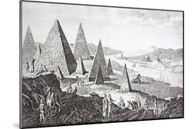 Gizeh, the Nile and Pyramids in a Fanciful 18th Century Engraving-null-Mounted Giclee Print