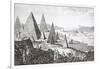 Gizeh, the Nile and Pyramids in a Fanciful 18th Century Engraving-null-Framed Giclee Print