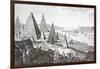 Gizeh, the Nile and Pyramids in a Fanciful 18th Century Engraving-null-Framed Giclee Print