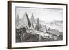 Gizeh, the Nile and Pyramids in a Fanciful 18th Century Engraving-null-Framed Giclee Print