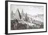 Gizeh, the Nile and Pyramids in a Fanciful 18th Century Engraving-null-Framed Giclee Print