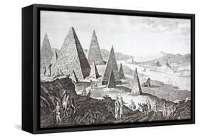 Gizeh, the Nile and Pyramids in a Fanciful 18th Century Engraving-null-Framed Stretched Canvas