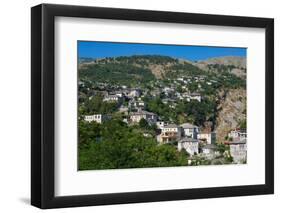 Gjirokastra or Gjirokaster, Albania. Typical traditional property on edge of old town. Gjirokast...-null-Framed Photographic Print