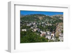 Gjirokastra or Gjirokaster, Albania. Typical traditional property on edge of old town. Gjirokast...-null-Framed Photographic Print