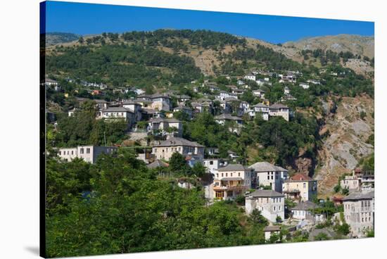 Gjirokastra or Gjirokaster, Albania. Typical traditional property on edge of old town. Gjirokast...-null-Stretched Canvas