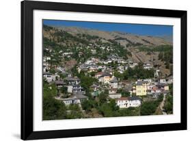 Gjirokastra or Gjirokaster, Albania. Typical traditional property on edge of old town. Gjirokast...-null-Framed Photographic Print