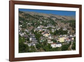 Gjirokastra or Gjirokaster, Albania. Typical traditional property on edge of old town. Gjirokast...-null-Framed Photographic Print