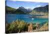 Glacial blue lake, Troms, Norway, Scandinavia, Europe-Ethel Davies-Stretched Canvas